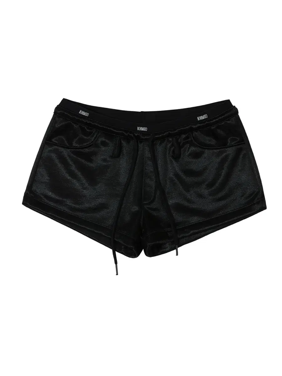 보헴서 logo band shorts glossy black